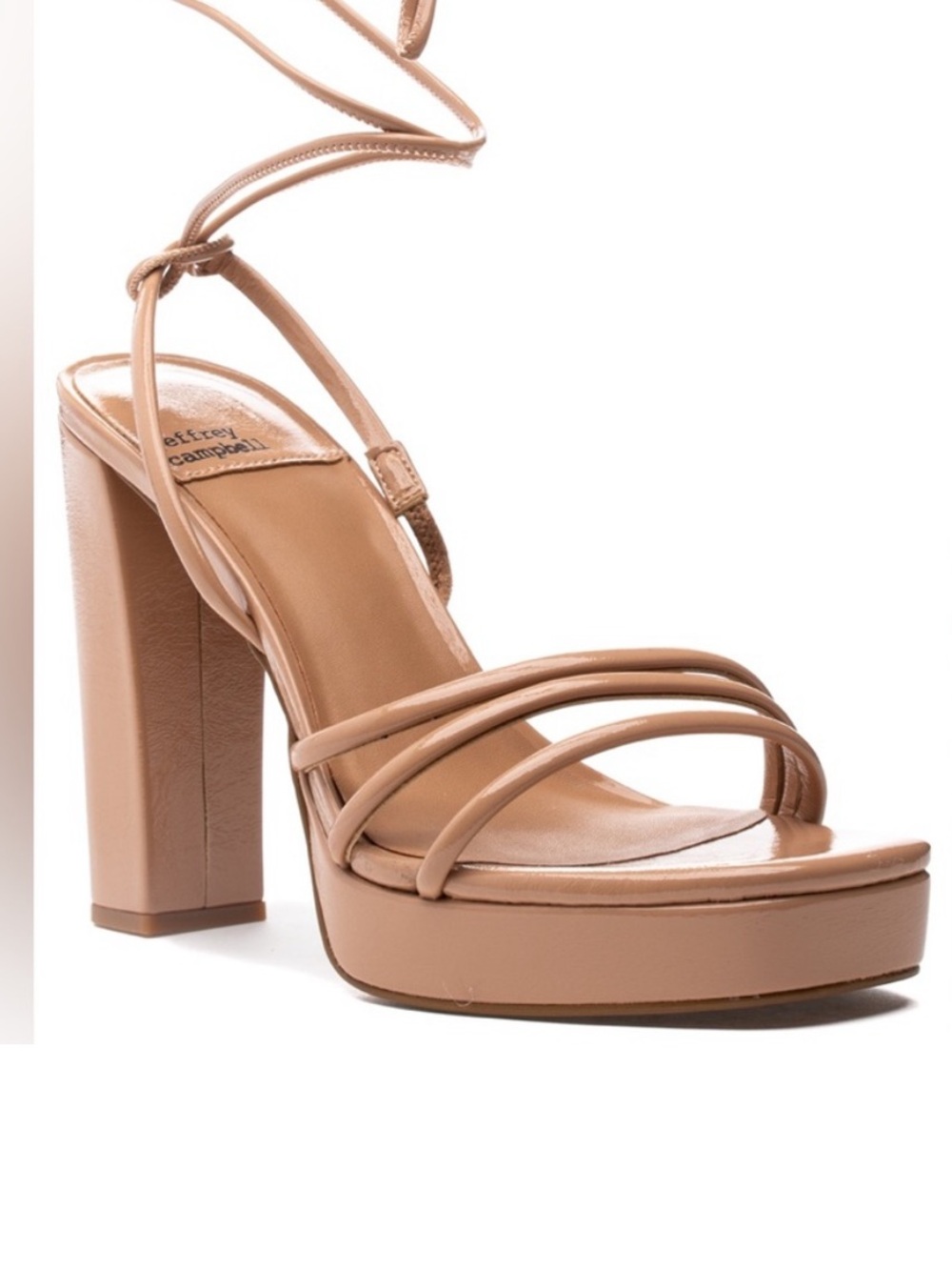 Jeffrey Campbell Presecco Nude/Tan Multi-Strap Block Heel Platform Sandal